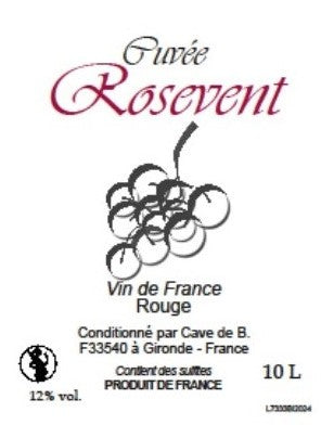 Offre spéciale BIB 4 x 10 litres Rouge - Cuvée Rosevent Vin de table